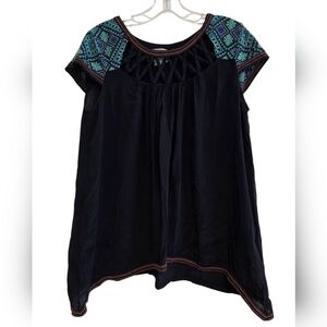 Maeve Black and Blue Cut Out Embroidered Tunic size 10P